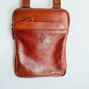 In Pell CAmel Brown Small REctegular Men's Crossbody Bag
